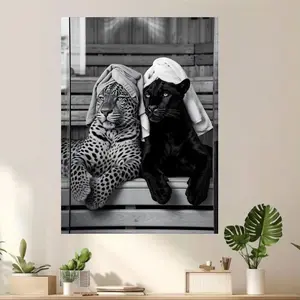 Frameless Leopard Print Canvas Art, Fashion Vintage Wall Decor, Modern Aesthetic Poster for Living Room Bedroom Office