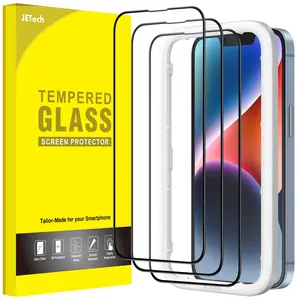 JETech Full Coverage Screen Protector for iPhone 17e / iPhone 16e / iPhone 14, Black Edge Tempered Glass Film with Easy Installation Tool, Case-Friendly, HD Clear, 6.1-Inch Display, 3-Pack