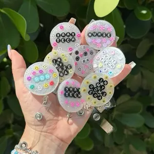 Custom Glitter Badge Reel - Personalized Nurse & X-ray Tech ID Holder - 2" Size - Lightweight & Durable - Easy Customization - RDMS Design - Perfect for Healthcare Heroes