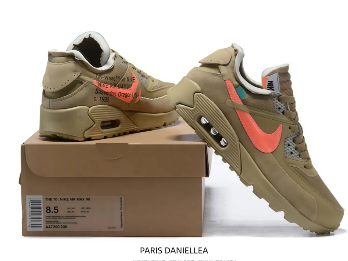 Unisex Khaki Desert Orange Swoosh Air Cushion Sneakers, Breathable Low-Top Running Shoes with Visible Air Unit for Daily Street Wear