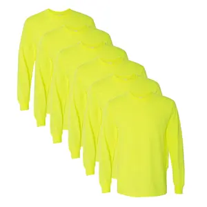 6pack Safety Long Sleeve polyester Shirts for Men Construction Work Workwear Reflective (polyester material)