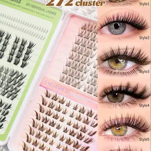 Large Capacity Handmade Short Light High Quality Eyelashes Cosplay Korean Fashion Smart Extension Diy Eyelash Extensions Makeup Tools Set, 272 Pieces Natural False Lashes Kit