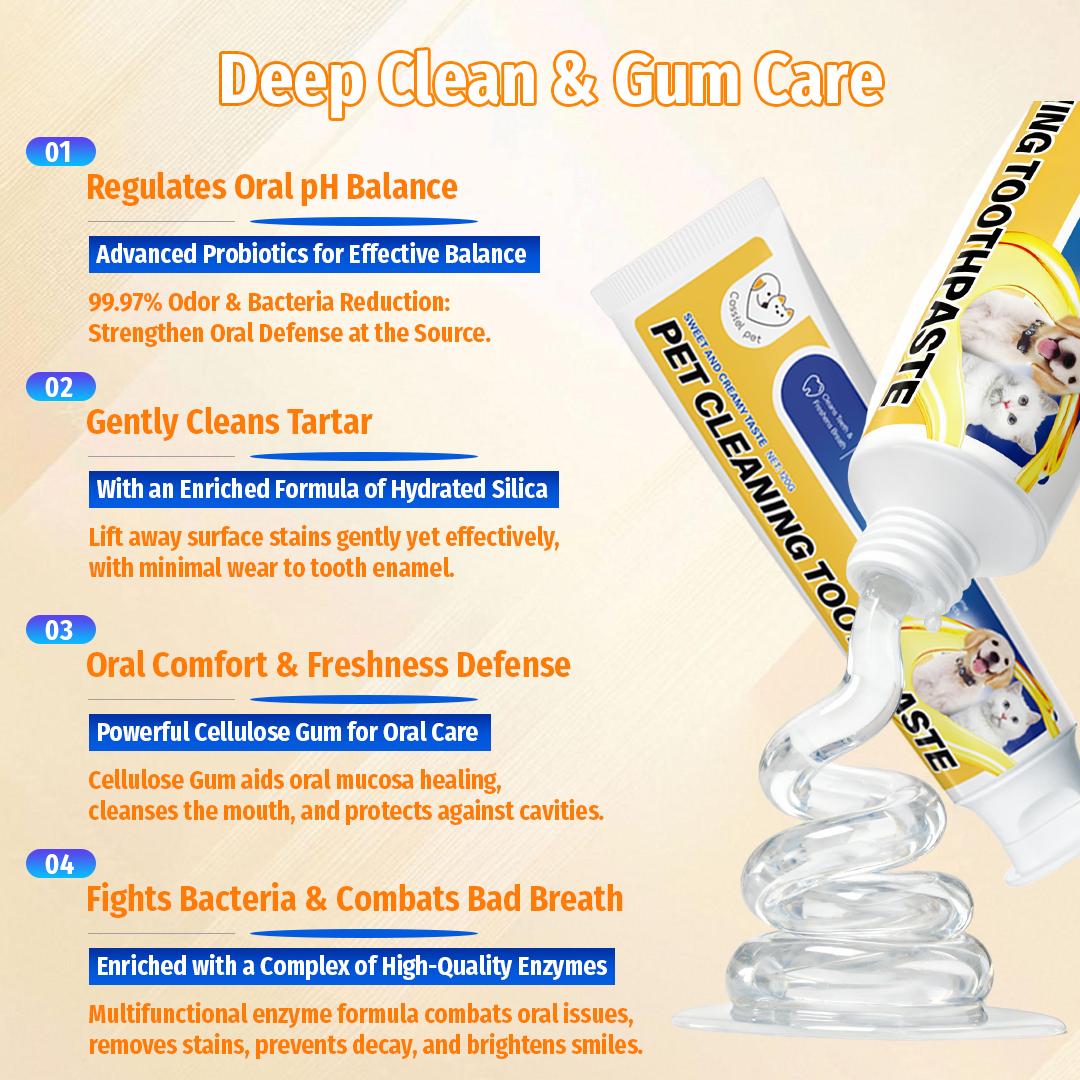 Cassiel Pet Probiotic Toothpaste for Dogs & Cats - Natural Oral Care, Safe to Swallow, Fresh Breath, Daily Hygiene, Pet Dental Routine