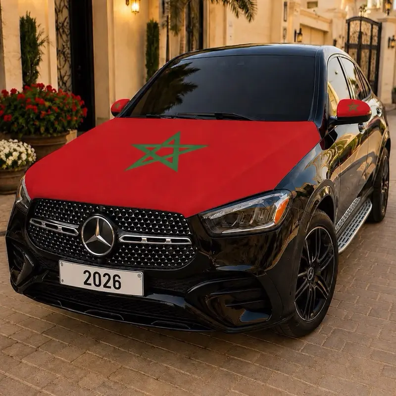 Morocco flag patriotic Carhood and mirrors set