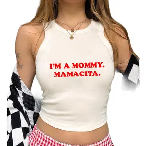 I'm a Mommy Mamacita Micro Rib Racer Tank Casual Fitted Womenswear, Mommy Mamacita, Funny Mom Quote Shirt, Island Inspired Tee