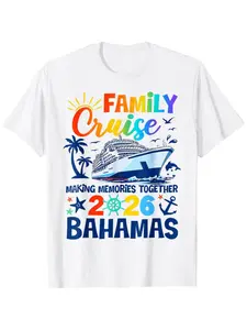 Men's Bahamas Cruise 2026 Matching Group Vacation T-Shirt - Ultra-Soft Breathable Moisture-Wicking Crew Neck Tee with Cruise Ship & 2026 Print - Casual Summer & Cruise Wear for Family Friends Group Outfits