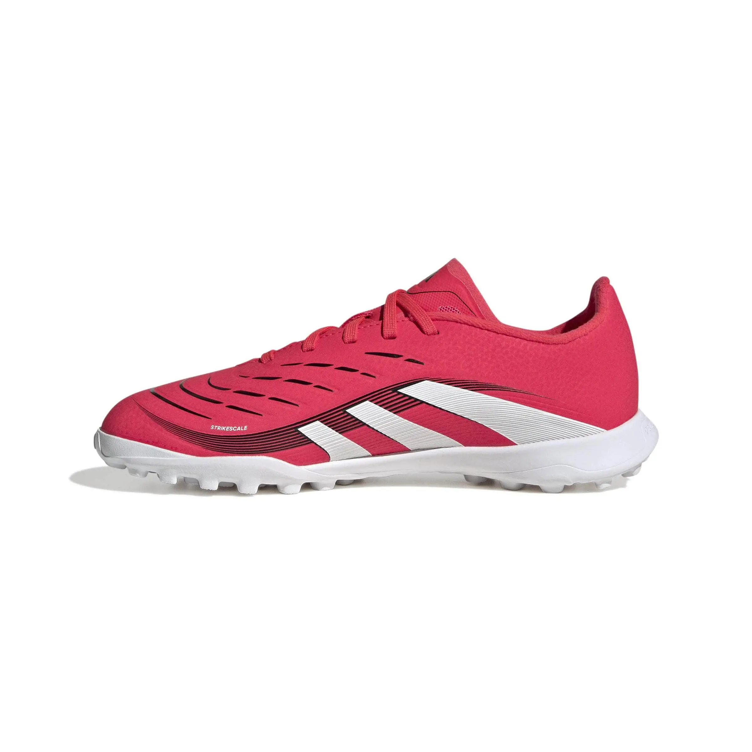 Adidas Juniors' Predator League Turf Sports Footwear - Red, Hybridfeel Upper, Grippy Strikescale Fins, 3D Texture Rubber Soles, Sustainable Recycled Materials Construction, Turf Games, Grippy Soles, 3D Grip Upper