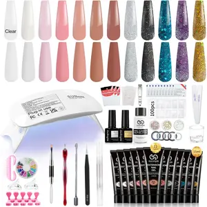Dolindai 12 Color Nail Extension Gel Kit, Long-Lasting Shape Gel with UV Lamp, Home Nail Art Tool Set, Daily & Glamorous Nails, Manicure