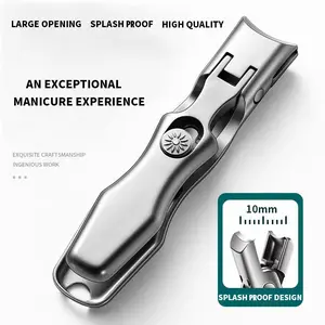 Large opening nail clipper, single stainless steel large anti splash nail clipper set, powder die-casting nail clippers