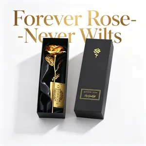 24K Gold Plated Forever Rose, Eternal Never Fade Flower Ornament, 2026 Graduation Keepsake Gift, Elegant Desktop Home Decoration Present