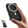 10000mAh Compact Magnetic Power Bank - Chargeable Multi-Device Portable Charger with Foldable Stand, LED Digital Display, Multiple Ports, Wireless Charging for iPhone, USB-C Charging for Smartphone/Mobile, Gifts for Him