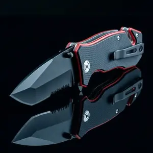 8.5"  Duty Tactical Folding Knife - High-Strength Stainless Steel with Seatbelt Cutter & Gl Breaker ass - Professional EDC Survival Tool