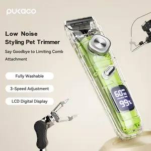 Pukaco Low Noise Dog Clipper Set, Cordless and Rechargeable Electric Quiet Dog Clipper Set for Cats and Dogs