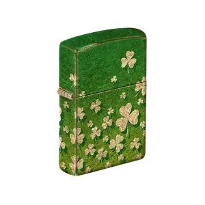 Zippo Lighter Ombre Green Shamrock Design 540 Fusion Tumbled Brass Finish Classic Irish Culture Good Luck Symbol