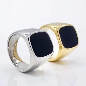 Minimalist signet ring, Geometric Minimalist Ring for men and women, Waterproof pinky ring