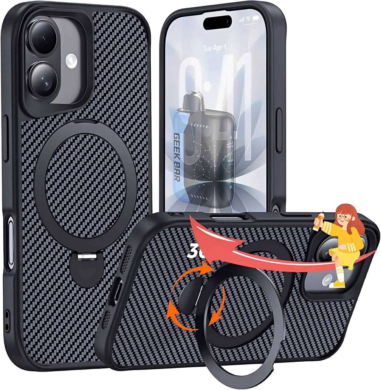 This is Geek Bar Shockproof Glitter iPhone Case - Durable Protection with Sparkling Design for Your Device
