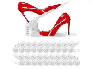 Shoe Slots Organizer 20 Pack - Shoe Stackers for a Pair Of Shoes, 4 Levels Adjustable, White Rack Leather