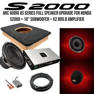 Level 5 Honda S2000 ARC Audio AS Series Full Speaker Upgrade for Honda S2000 + 10” Subwoofer + X2 800.8 AMPLIFIER