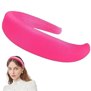LYDZTION Padded Headband for Women Girls Hair Non Slip,Puffy Headband Sponge Solid Hairband Thick Wide Headband Trendy Plain Hoops Hair Styling Accessories,Red