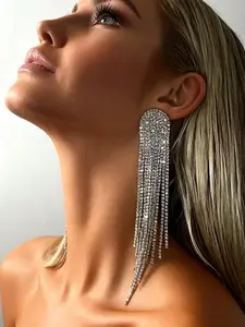 Exaggerated Rhinestone Earrings for Women, Party Dress Accessories, Versatile Sparkling Water Drill Earings, Unique Style Jewelry
