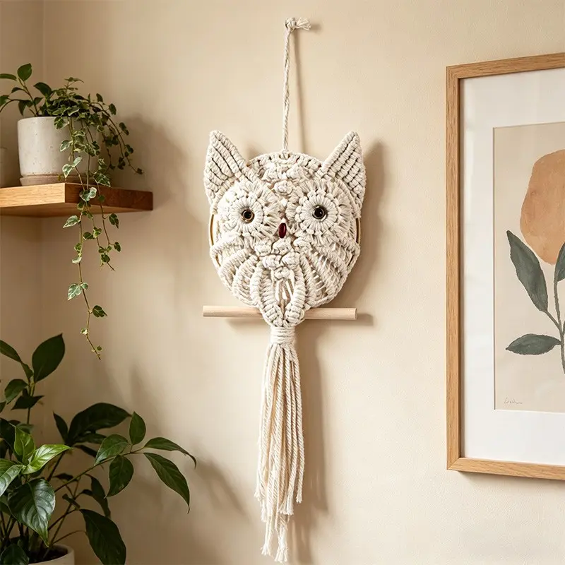 Owl Design Hanging Decor, 1 Count Modern Wall Hanging Decor, Wall Art for Home Living Room Bedroom Decor, Room Decor, Living Room Decorations, Ornaments, Boho Decoration, Interior Wall Decor