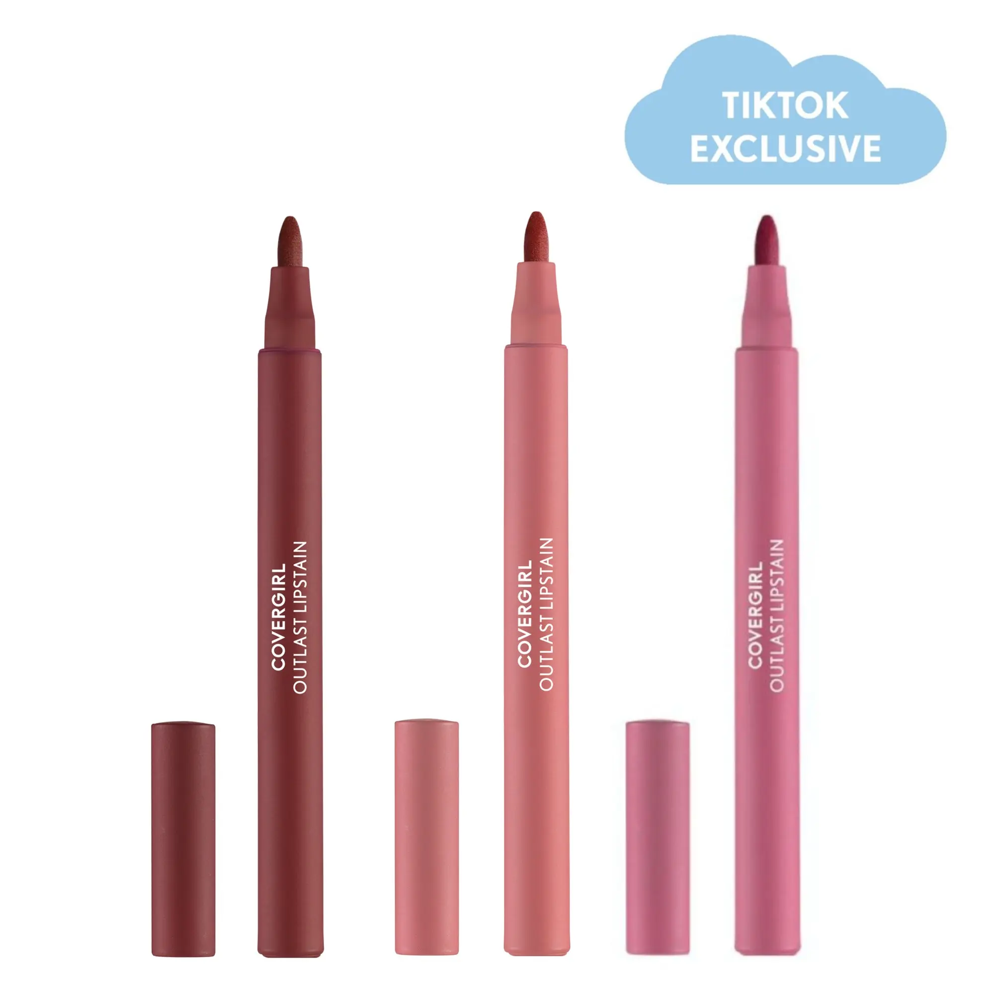 COVERGIRL Outlast Lipstain 3-Piece Trio, Transfer-Proof Lightweight Lipstains with Precision Pen Tips