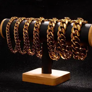 18K Gold Vacuum Plated Stainless Steel Chain & Copper Deployment Clasp Miami Cuban Link Chain Italy Mexico & Micro Inspired Unisex Hip Hop 8-22mm Bracelet for Men & Women Jewelry,Daily Wear,Casual Fashion,Gift,Chicano Style,Weighty,Stackabl