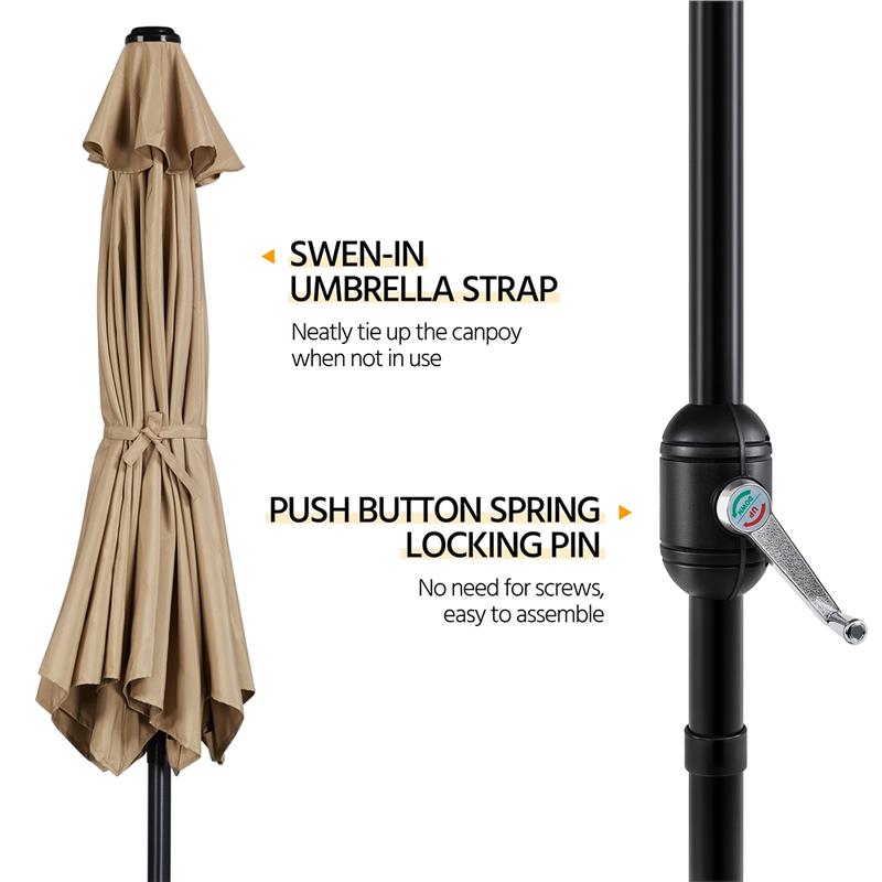 【On Sale】 Yaheetech 7.5/9/10FT Patio Umbrella w/ Push Button Tilt and Crank, Outdoor Garden Table Umbrella for Garden, Deck, Backyard, Pool, Beach