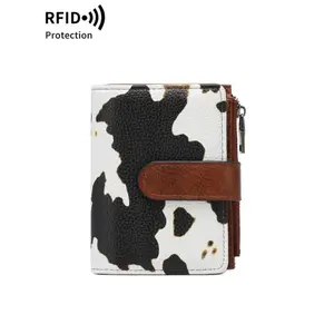 2026 New Women's Cow Print Zipper Bifold Wallet, Multi-Compartment, Casual, Exquisite All-Match Luggage Accessory, Ideal Birthday Gift for TikTokShop Shoppers, With Compartment(S)