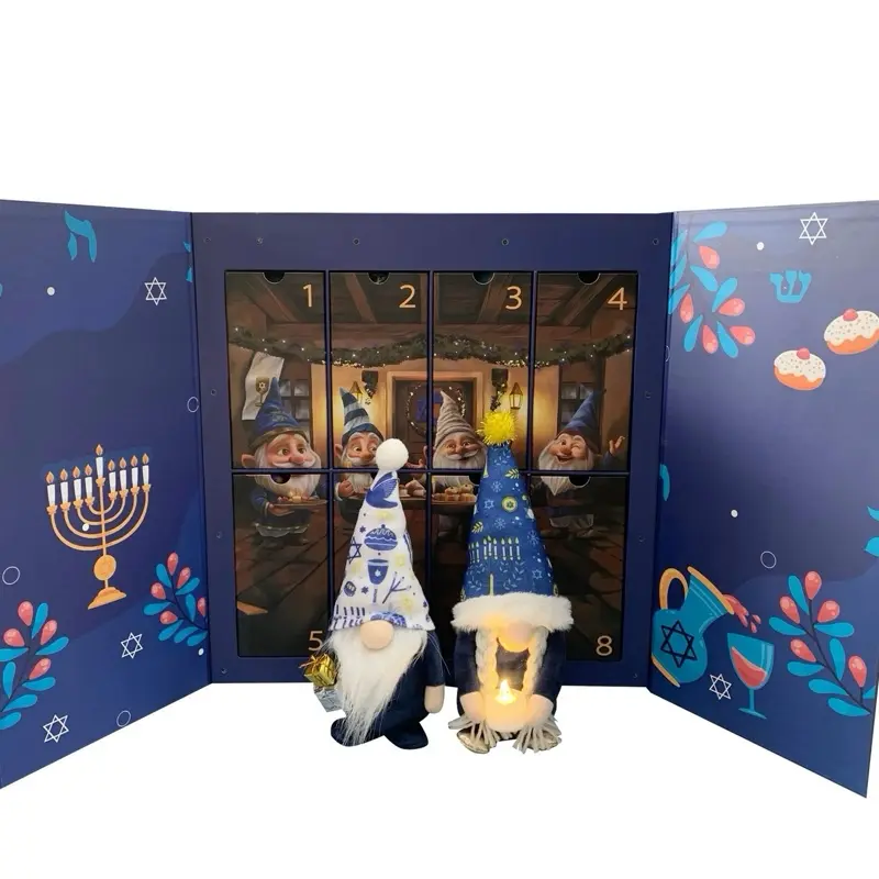Large Hanukkah Gnome Countdown Calendar, Unique Holiday Decor Centerpiece for Creating Cherished Memories