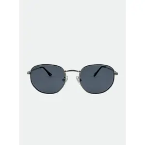 OTRA Bowie - Silver Hexagonal Metal Frame Sunglasses with Smoke Lenses & 100% UV Protection