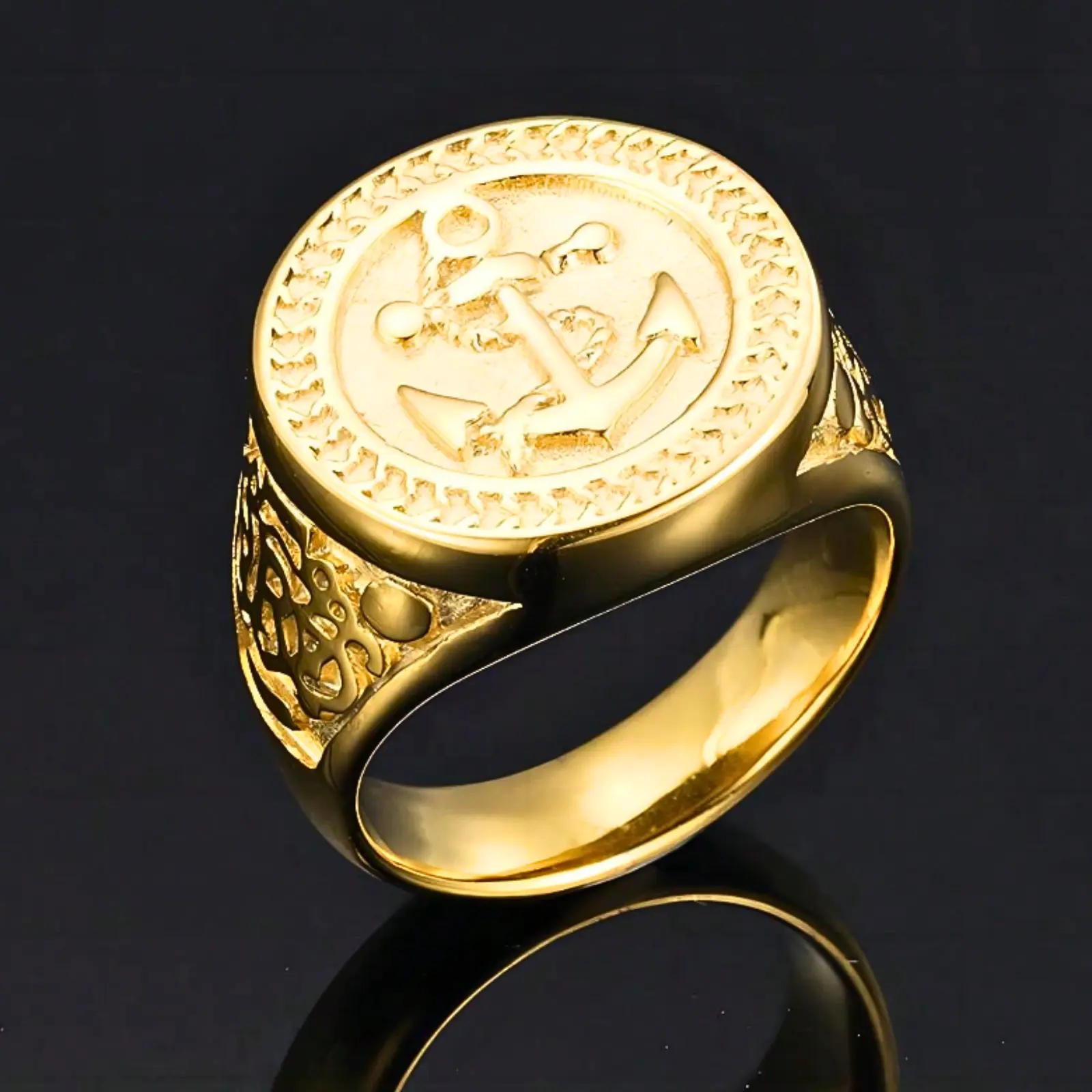 Classic fashion 18K gold plated ring for men and women, symbol of freedom and courage, daily wear and party