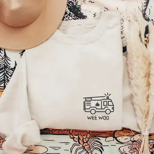 Fire Fighter Sweatshirt, Wee Woo FireTruck Crewneck, Fire Truck Shirt, First Responder Sweatshirt, Fire Fighter Gift