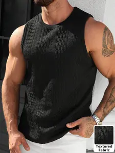 Men's Soft Waffle Knit Vest Top, Sleeveless Mock Neck Design, Ideal for Sports and Daily Wear, Comfortable and Stylish
