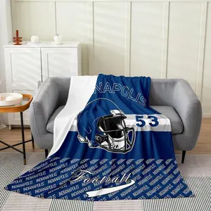 Football Flannel Fleece Throw Blanket Indianapolis Football City Fleece Throw Blanket for Kids Women Men Sports Games for Bed Couch Chair Living Room Bedroom Decor