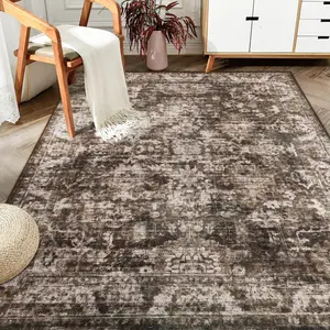 Retro Accent  Area Rug,5x8ft,6x9ft Cashmere imitation rug,Distressed Indoor Rug,vintage rugs,Floral Print Rug ,Non Slip Carpet for Living Room,Dining Room,Office