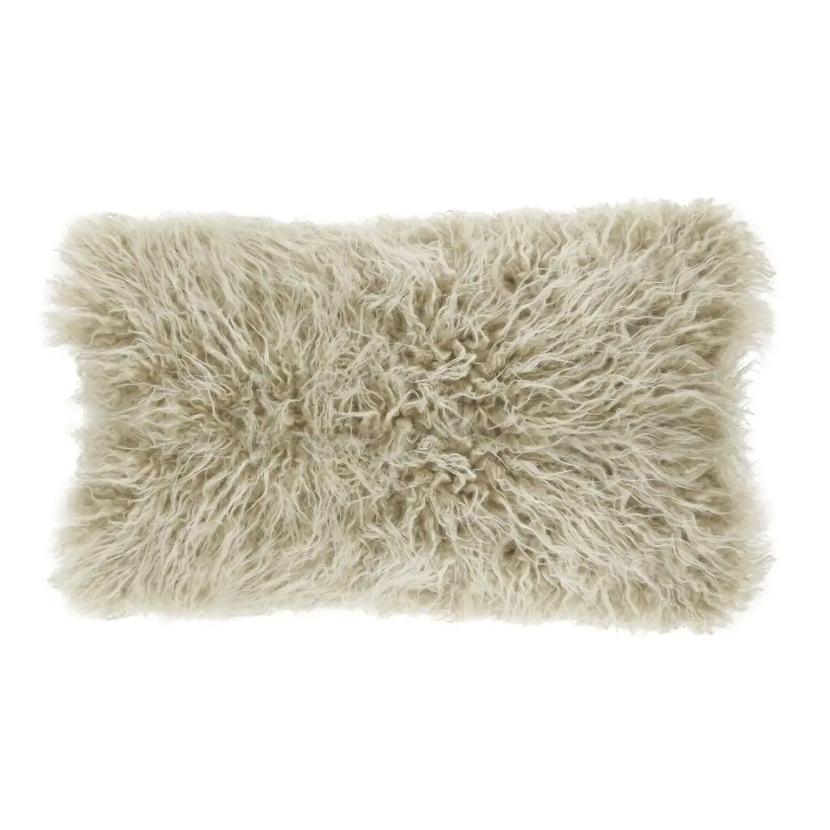 212 MAIN 12x20 in. Rectangular Acrylic Mongolian Faux Fur Throw Pillow - Oatmeal, Lavish Look, Poly-Fill Fill