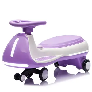 12V Remote Controlled Electric Wiggle Car for Ages 3-8 Kids, Triangular Stable Frame, LED Lights, Bluetooth Music, Flashing PU Wheels, Remote Control - Purple, Remote Controlled Car