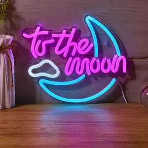 To The Moon Neon Sign, 1 Count USB Powered Neon Light, Decorative Neon Sign for Home Party Bedroom Bar Coffee Shop, Home Decor