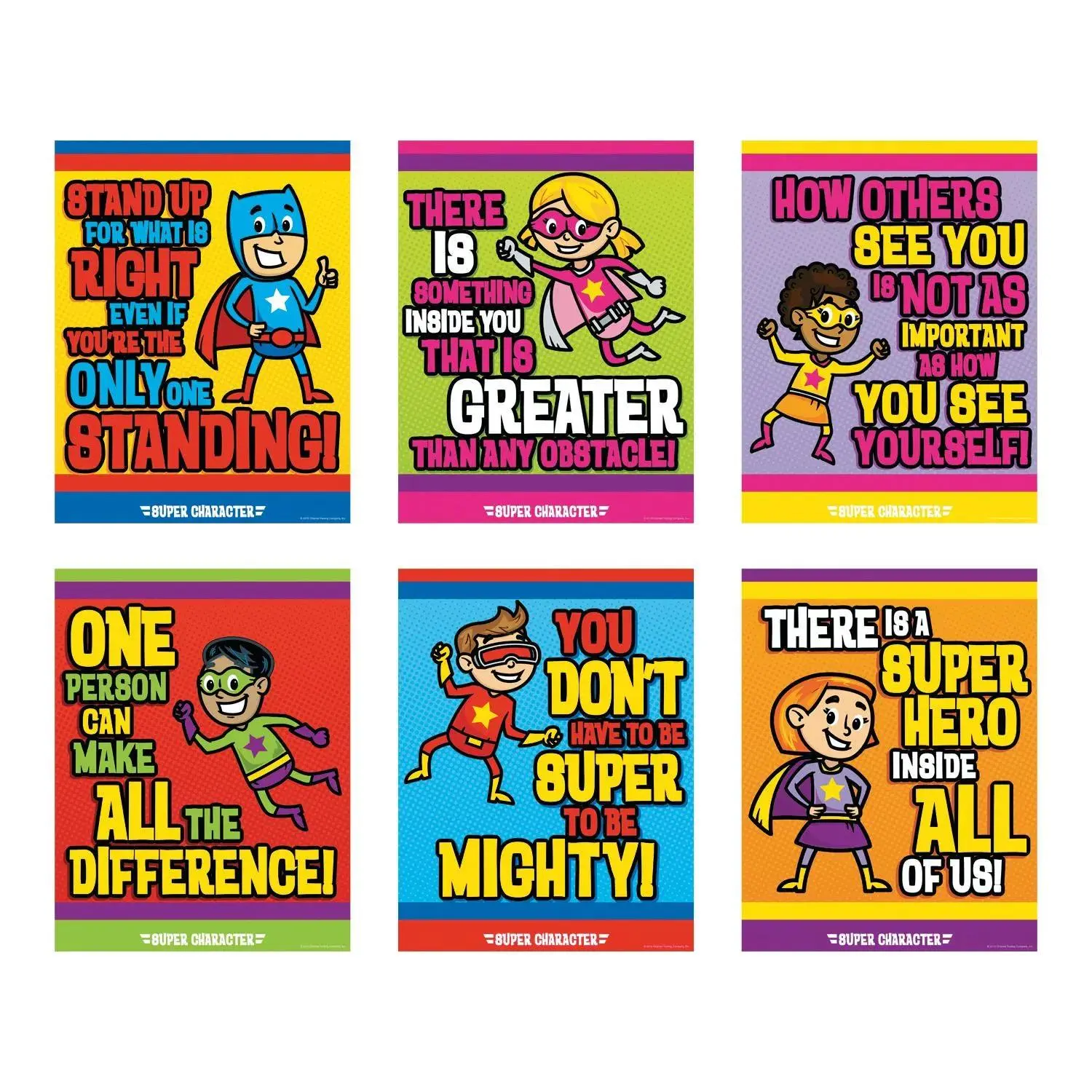 17" x 22" Superhero Character Cardstock Classroom Poster Set - 6 Pc.