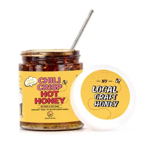 Artisan Chili Crisp Hot Honey- Premium 14 Ingredients, NY Local Wildflower, Mexican Chilis, GF, No Msg, Flavor Bomb, Crafted in NY (Mildly Hot, Sweet, Crispy, Savory)- Anything Upgrader!