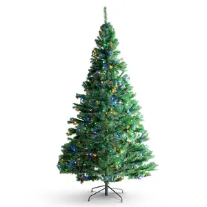 VEVOR Christmas Tree, TikTokShopBlackFriday, 6.5ft Prelit Artificial Xmas Tree, Full Holiday Decor Tree with 450 Multi-Color LED Lights, 1227 Branch Tips, Metal Base for Home Party Office Decoration Tested to UL Standards Set Magical