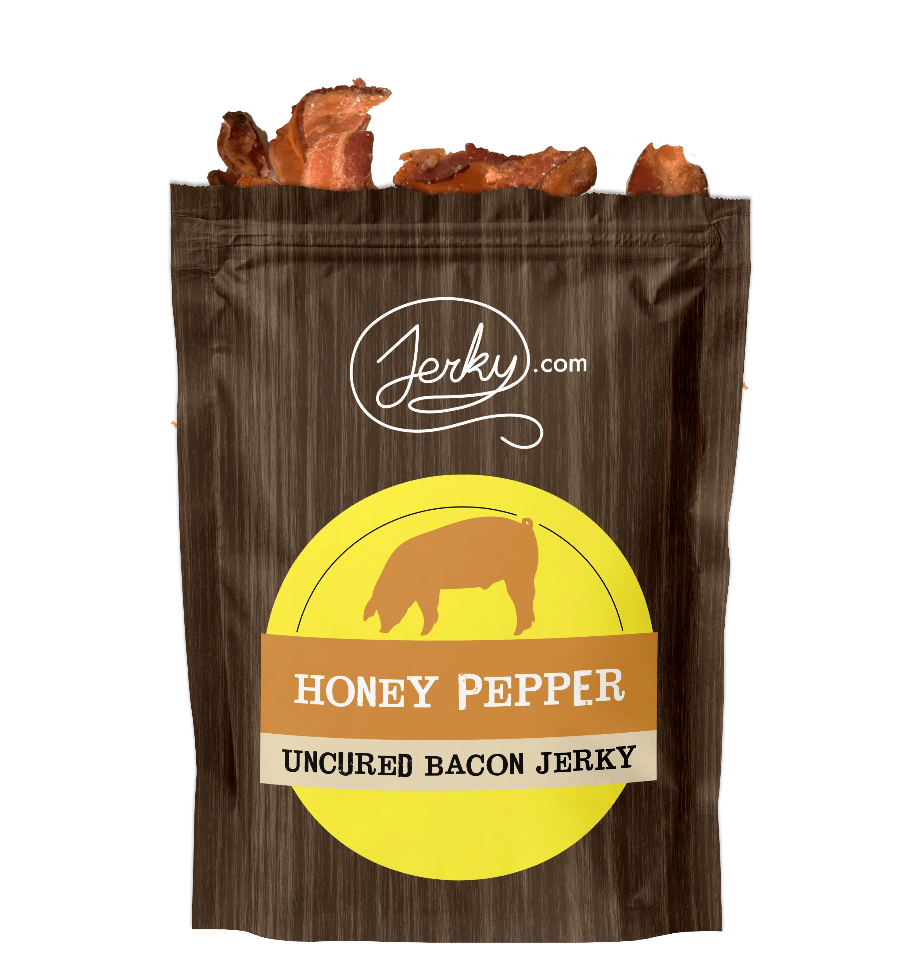 Jerky.com Honey Pepper Bacon Jerky - 100% Real Bacon Seasoned with Sweet Honey and Cracked Pepper - Sweet Savory Snack Treat