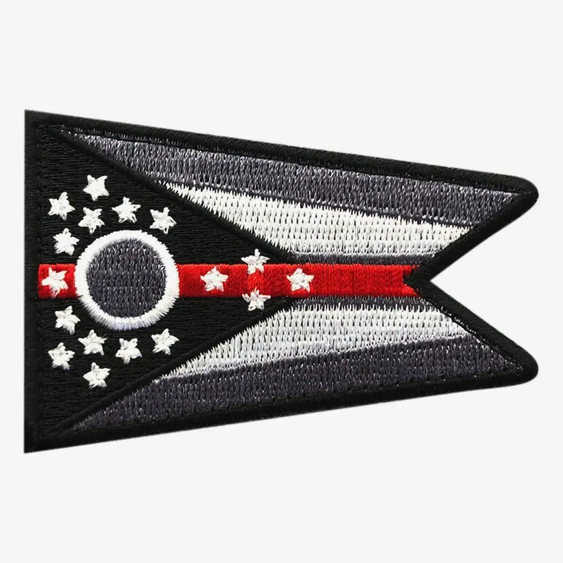 Ohio State Flag Subdued Thin Red line Firefighter Tactical Patch [Hook - OH8]
