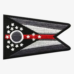 Ohio State Flag Subdued Thin Red line Firefighter Tactical Patch [Hook - OH8]