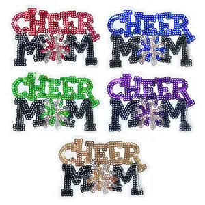 5 Piece Set Cheer Mom Sequin Fabric Patches, Floral Embroidery Appliques, DIY Clothing Decoration, Canvas Bags, Jackets Dresses Hats, Handmade Gift Ideas
