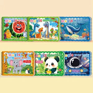Hatwoo 1pc/2pcs Random Style Magic Water Book With Pen (Random Color), Educational Magic Water Painting Book, Reusable Graffiti Filling Book, Christmas Gift