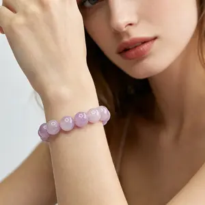 Natural Lavender Amethyst Bracelet|Purple Jade Crystal Single Wrap Hand Chain, Icy Translucent Body, Women's Hand Jewelry, Luck & Sleep Aid