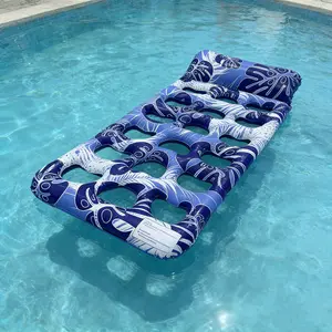 Large Inflatable Pool Float Xl with Heart Holes, Adult Size with Neck Pillow, Beach Party Toy, Cool Water Resting Pad, Blue