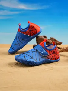 Spider-Man Web Pattern Kids Hiking Shoes, Fashion Cartoon Beach Stream Play Shoes, Outdoor Sports Shoes, Breathable Comfort